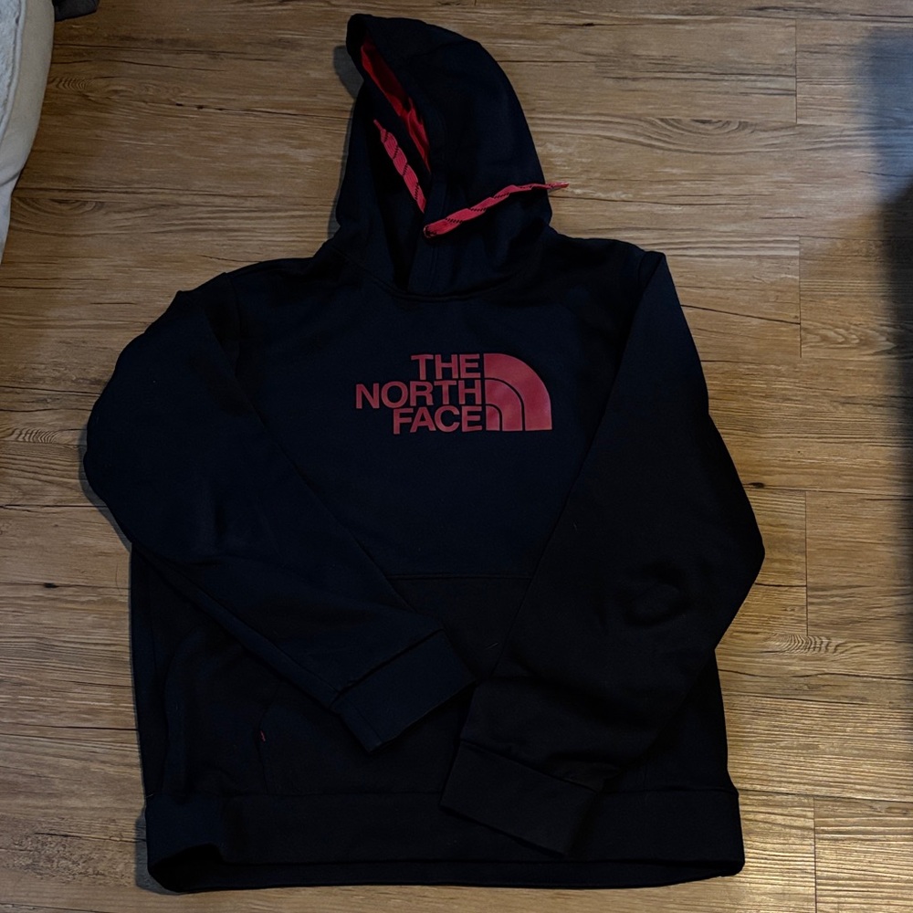 The North Face Men's Black Hoodie with Red Logo